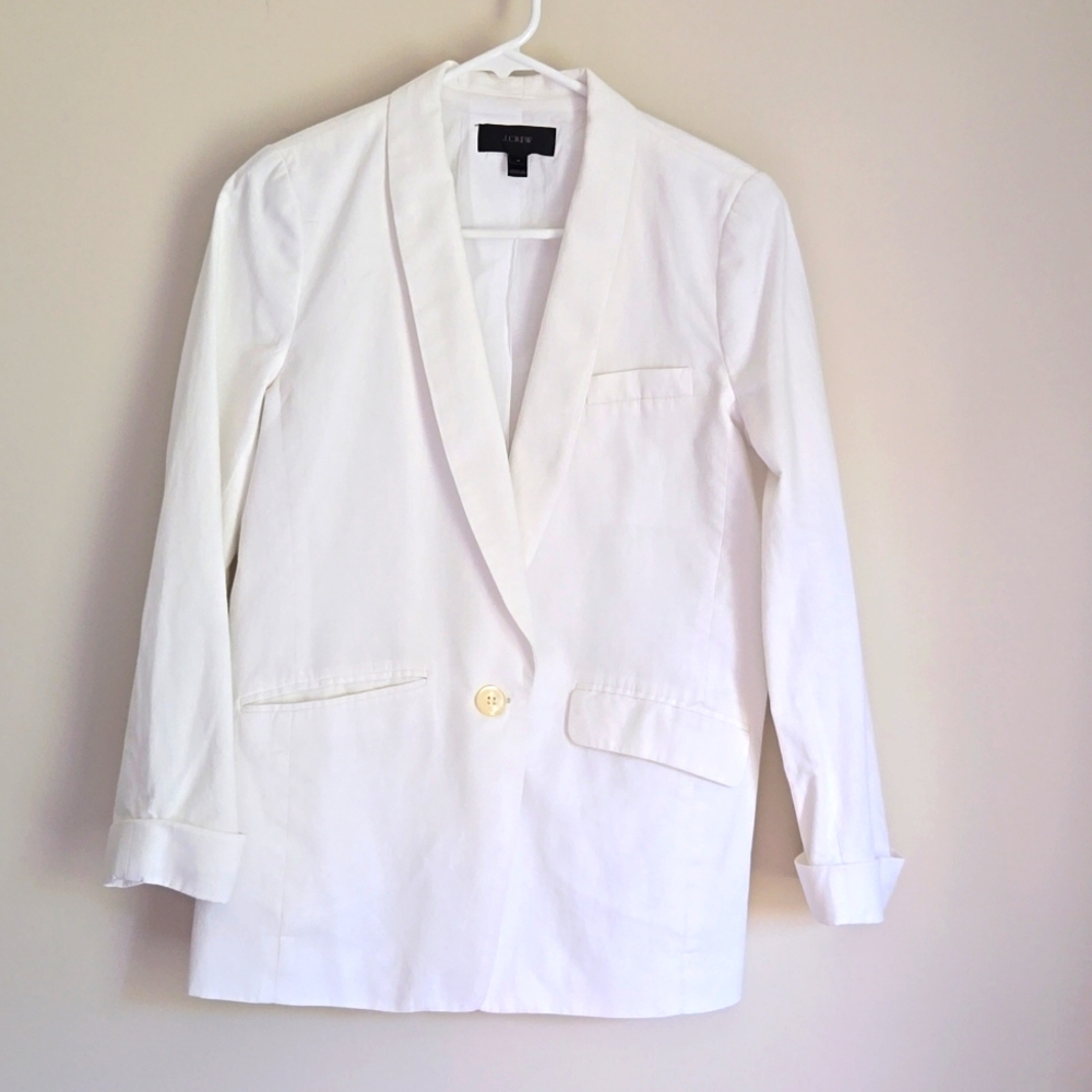 J. Crew White Cotton/Linen Blazer